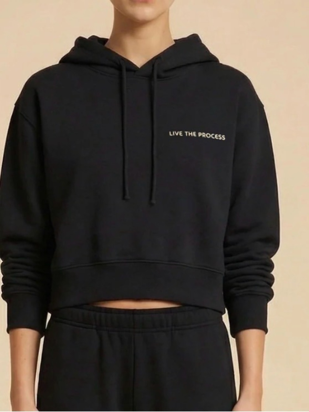 Live The Process Cropped Black Hoodie
